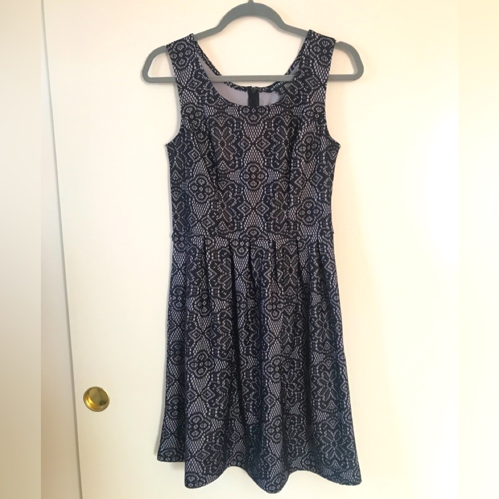 EUC George Black lace jacquard knit sleeveless little black dress